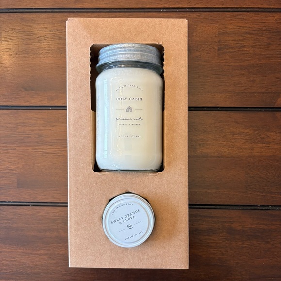 Antique Candle Co. 16 oz Cozy Cabin Candle & 2 oz Sweet Orange & Clove Candle - Picture 1 of 4